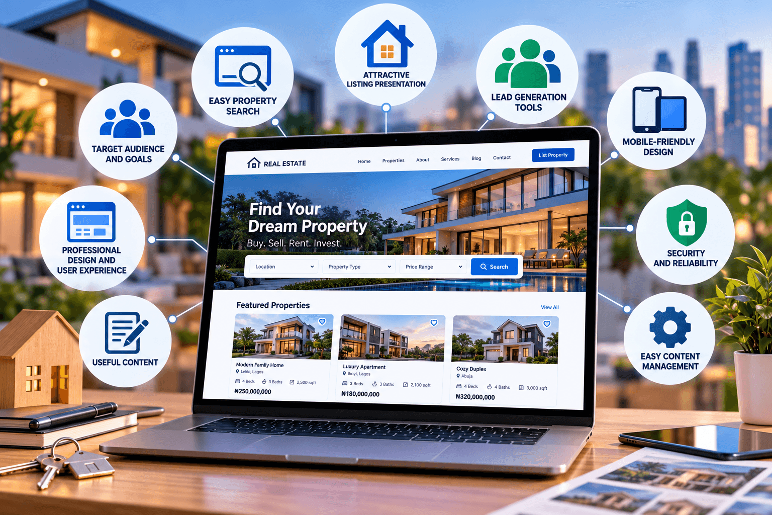 Real Estate Website Workspace Concept