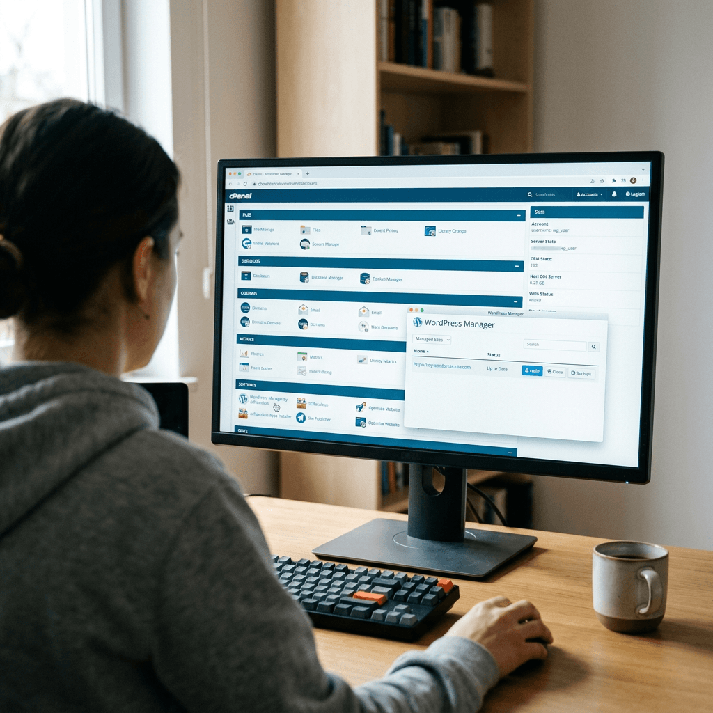 cPanel dashboard managing WordPress website